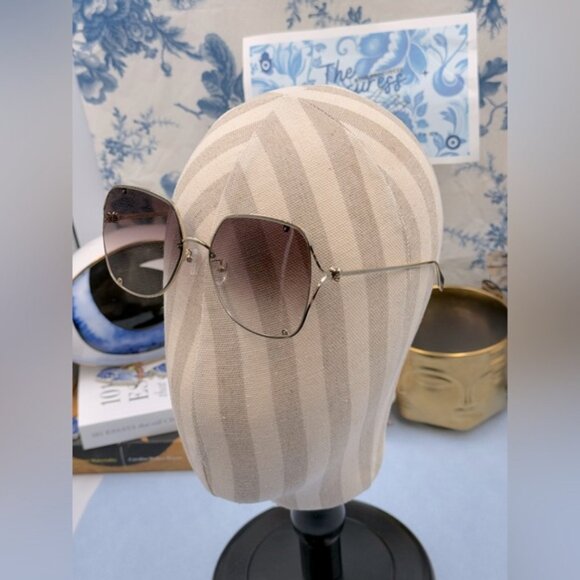 🆕 ALEXANDER MCQUEEN 🧿 NWOT AM0366S002 Gold Wire Rimmed Butterfly Shape Glasses - Picture 2 of 16